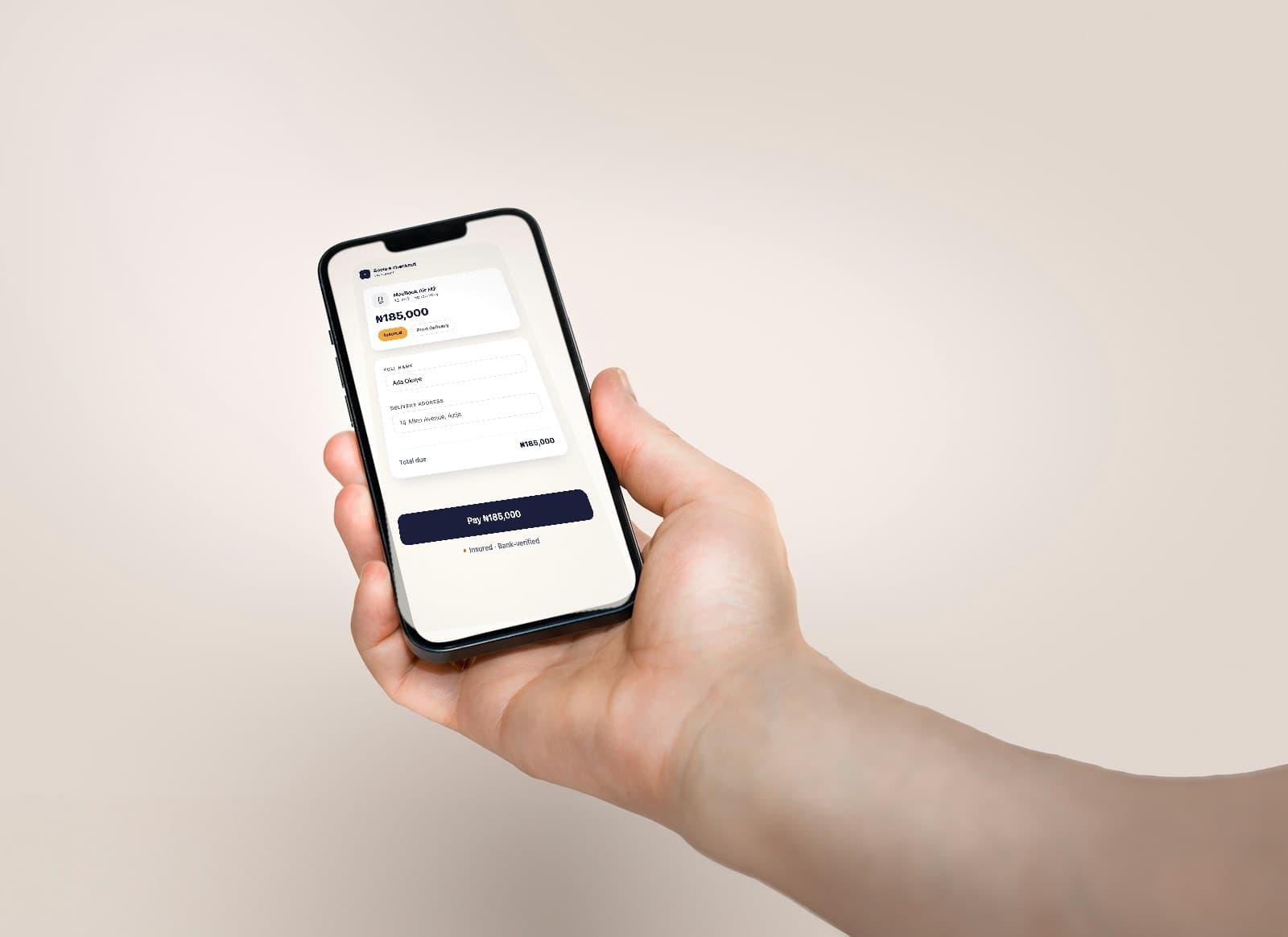 Customer completing a payment on their phone
